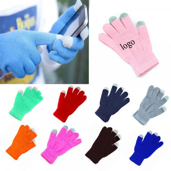 3 Fingers Texting Gloves with Woven Patch