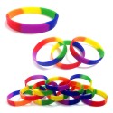 Rainbow Silicone Wristbands With Debossed Color filled Logo