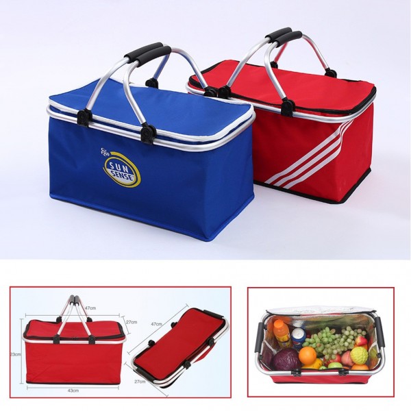 Insulated Foldable Or Collapsible Picnic Basket Or Cooler Bag