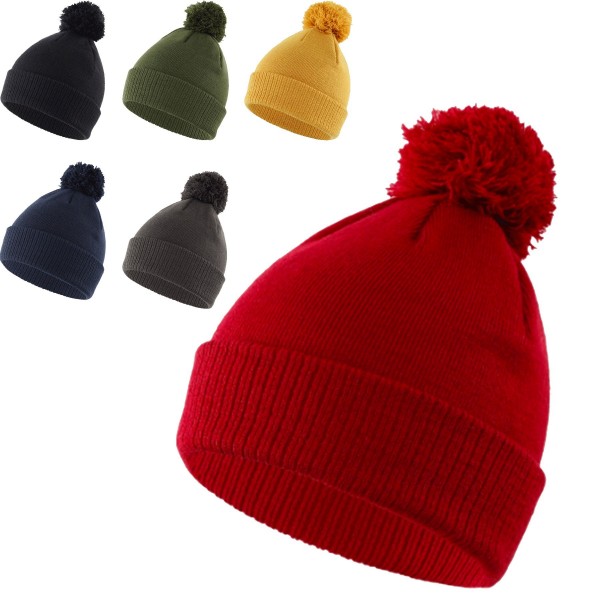 Pom Pom Cuff Beanie Winter Hat