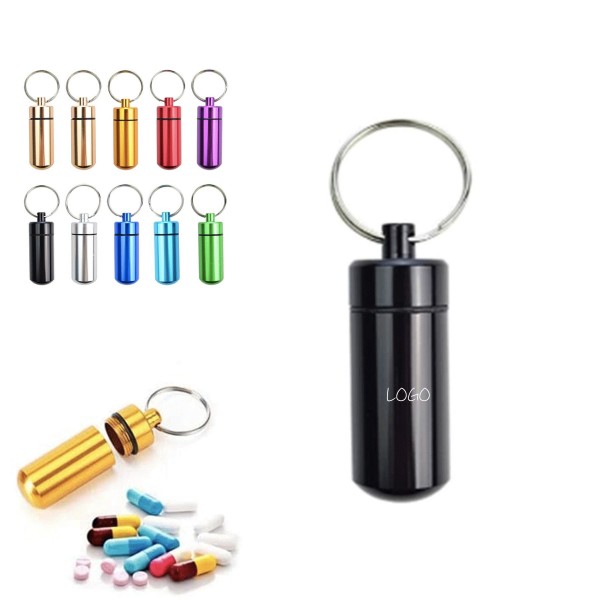 Aluminum Pill Bottle Keychain