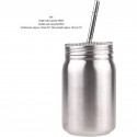 22 Oz. Eaton Stainless Steel Mason Jar with Plastic Straw