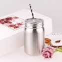 22 Oz. Eaton Stainless Steel Mason Jar with Plastic Straw