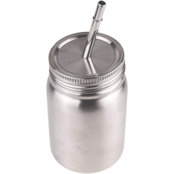 22 Oz. Eaton Stainless Steel Mason Jar with Plastic Straw