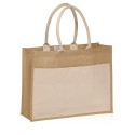 Grocery Jute Tote Bag w/Front Pocket