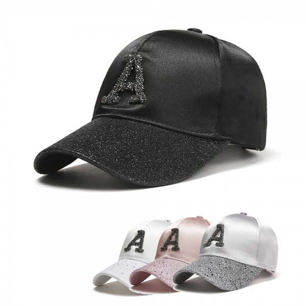 Sequined Baseball Cap with Diamond