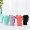 15 Oz. Portable Silicone Foldable Sippy Cup W/Drinking Straw