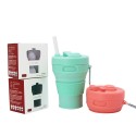 15 Oz. Portable Silicone Foldable Sippy Cup W/Drinking Straw