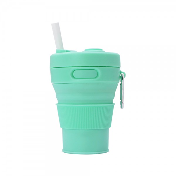 15 Oz. Portable Silicone Foldable Sippy Cup W/Drinking Straw