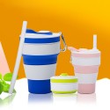 Silicone Foldable Sippy Cup W/Drinking Straw