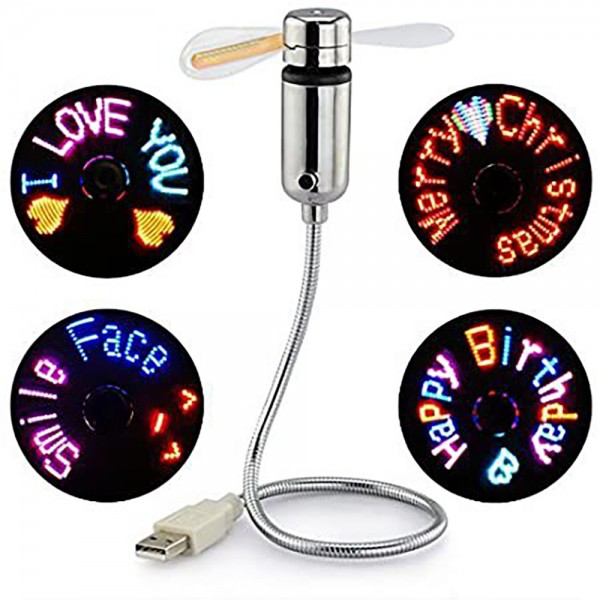 USB Powered LED Light Clock Desk Fan