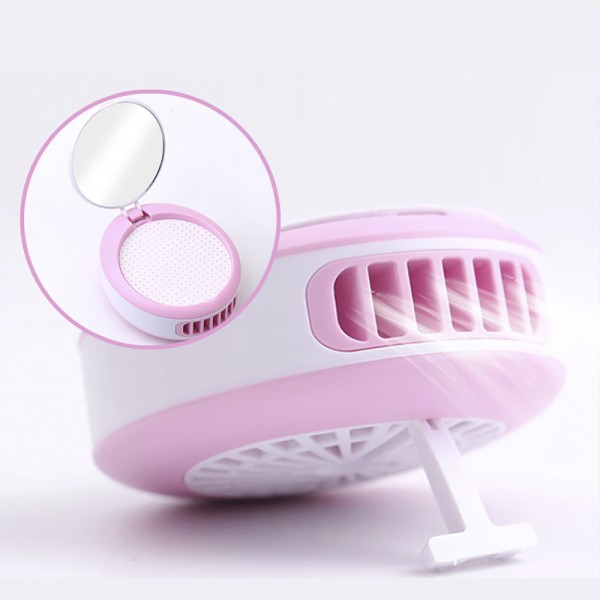 USB Rechargeable Mini Fan with Makeup Mirror