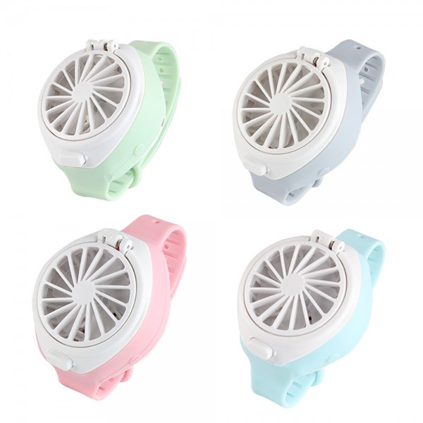 Outdoor Travel Portable USB Recharge Wrist Strip Watch Fan