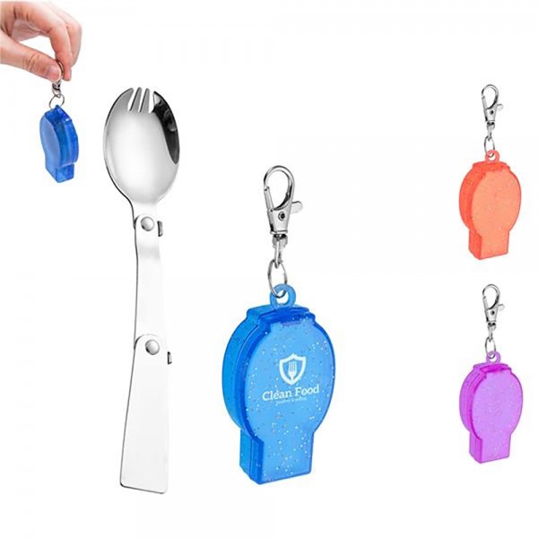 Portable Folding Stainless Steel Fork Spoon in Case