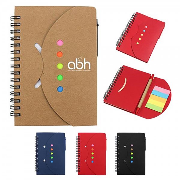 Spiral Notebook With Sticky Notes And Pen