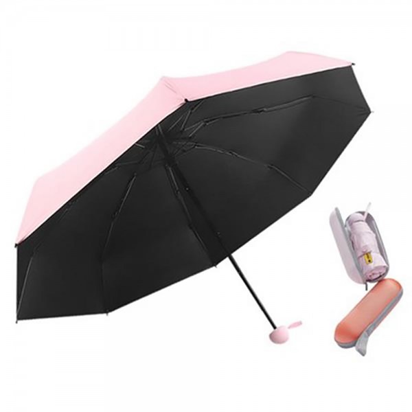 Ribs Mini Folded Umbrella With Case