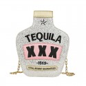 Tequila Bottle Shaped Laser Shoulder Handbag
