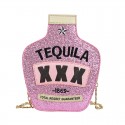 Tequila Bottle Shaped Laser Shoulder Handbag