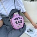 Tequila Bottle Shaped Laser Shoulder Handbag