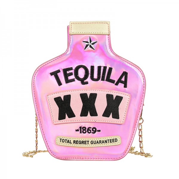 Tequila Bottle Shaped Laser Shoulder Handbag