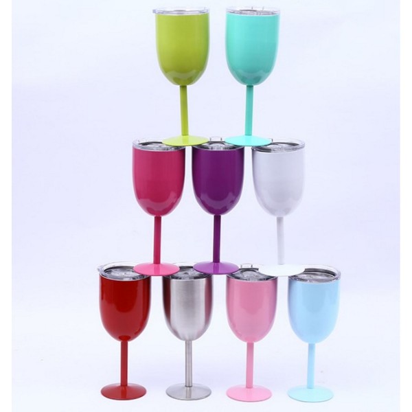 10oz Stainless Steel Wine Goblet with Lid