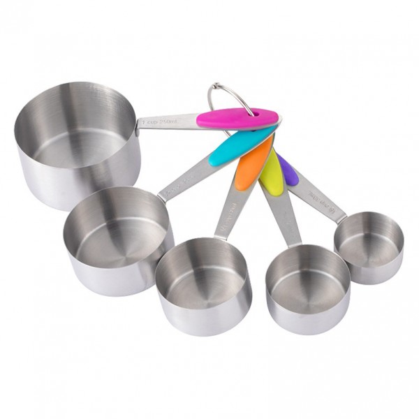 5pcs Stainless steel measuring cup with silicone handle