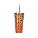 Electroplating Cup 16 oz Diamond Textured Tumbler With Straw