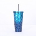 Electroplating Cup 16 oz Diamond Textured Tumbler With Straw