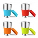 Stainless Steel Cup with Silicone Lid and Sleeve