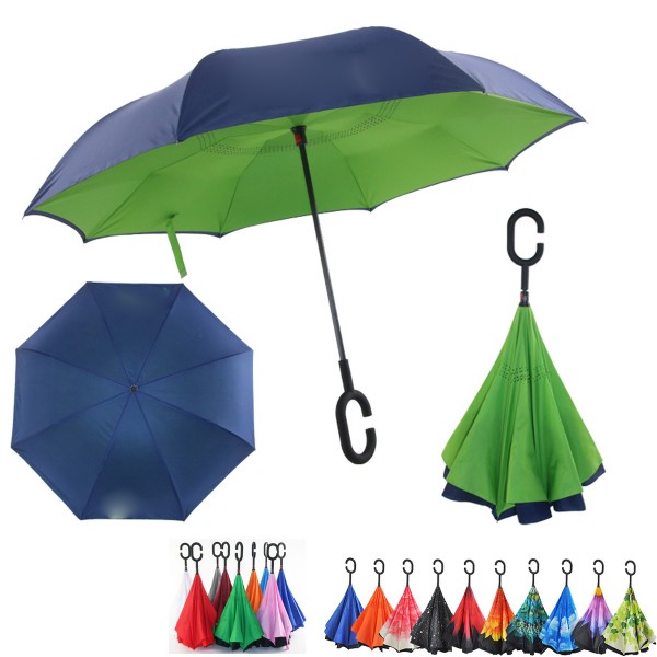 Reversible Inverted Umbrella With C-Shape Handle