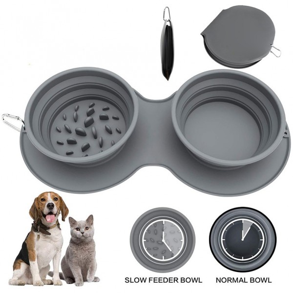 2-in-1 Foldable Pet Slow Feeder Bowl