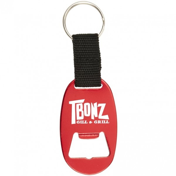 Oval Aluminum Bottle Opener w/ Key Ring