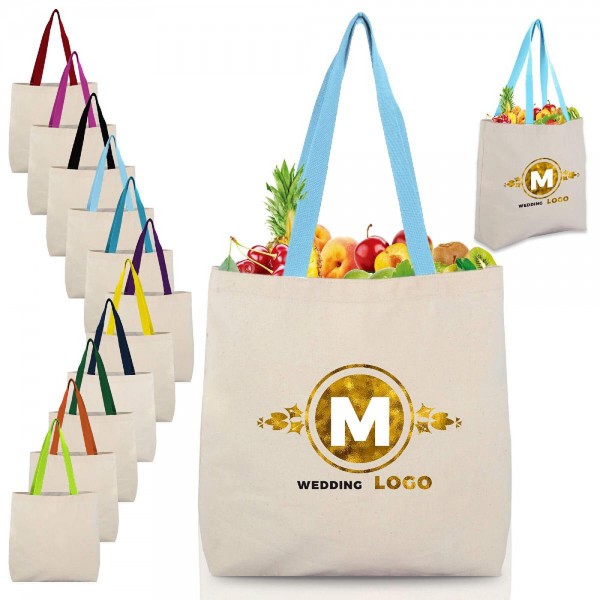 Cotton Tote Bag With Contrast Handles