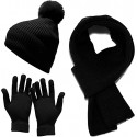 Winter Knit Hat Beanie Long Scarf Touchscreen Gloves Set